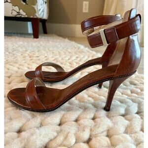 Givenchy Paris Brown Leather Ankle Strap Sandals 39 3” Heel Designer